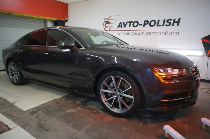 Обработка кузова Ceramic Pro 9h. Полировка кузова. Обклейка антигравийной пленкой  для Audi A7